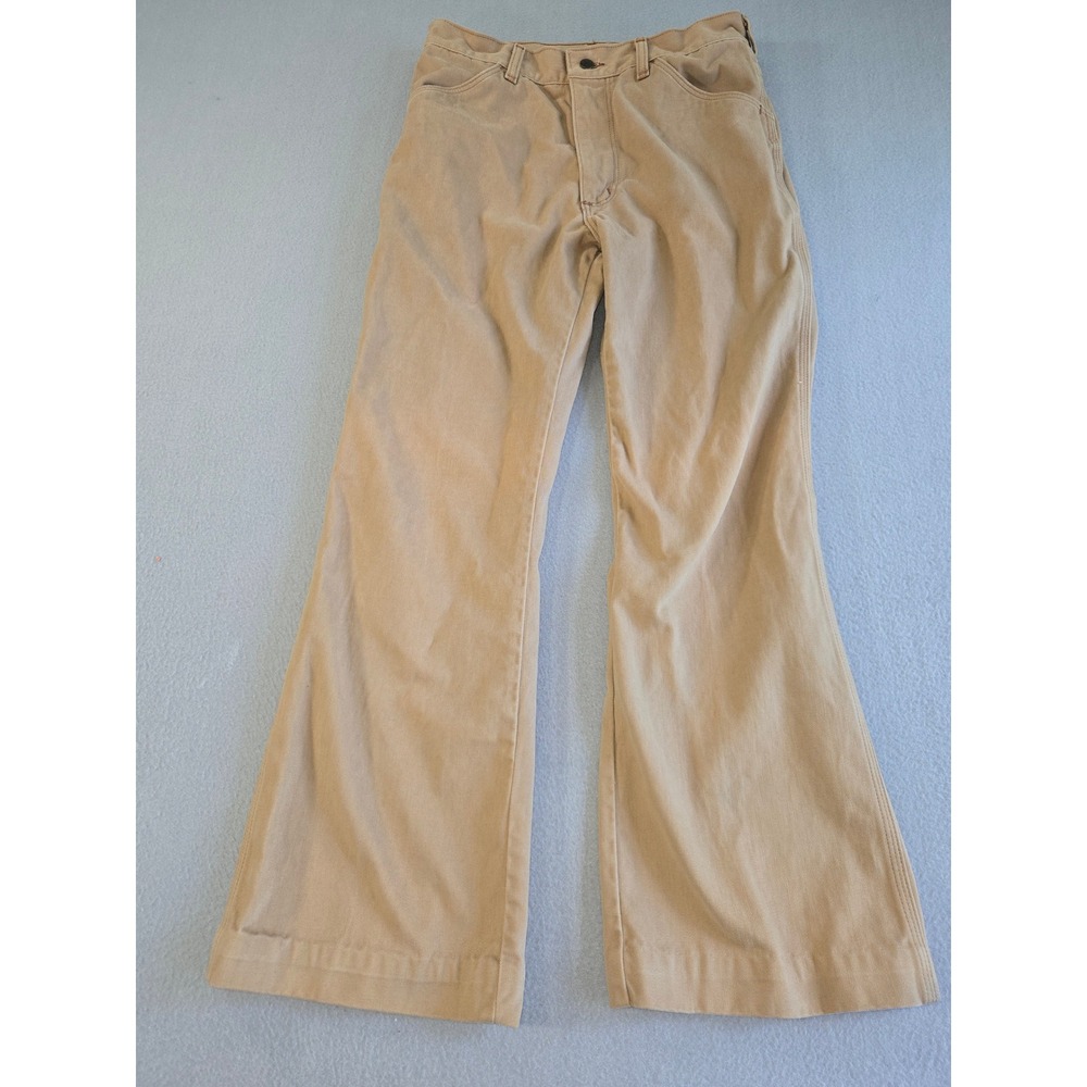 Sedgefield Flare Leg Pants Mens 34x32 Tan Vintage 70s Bell‎ Bottom Cotton USA